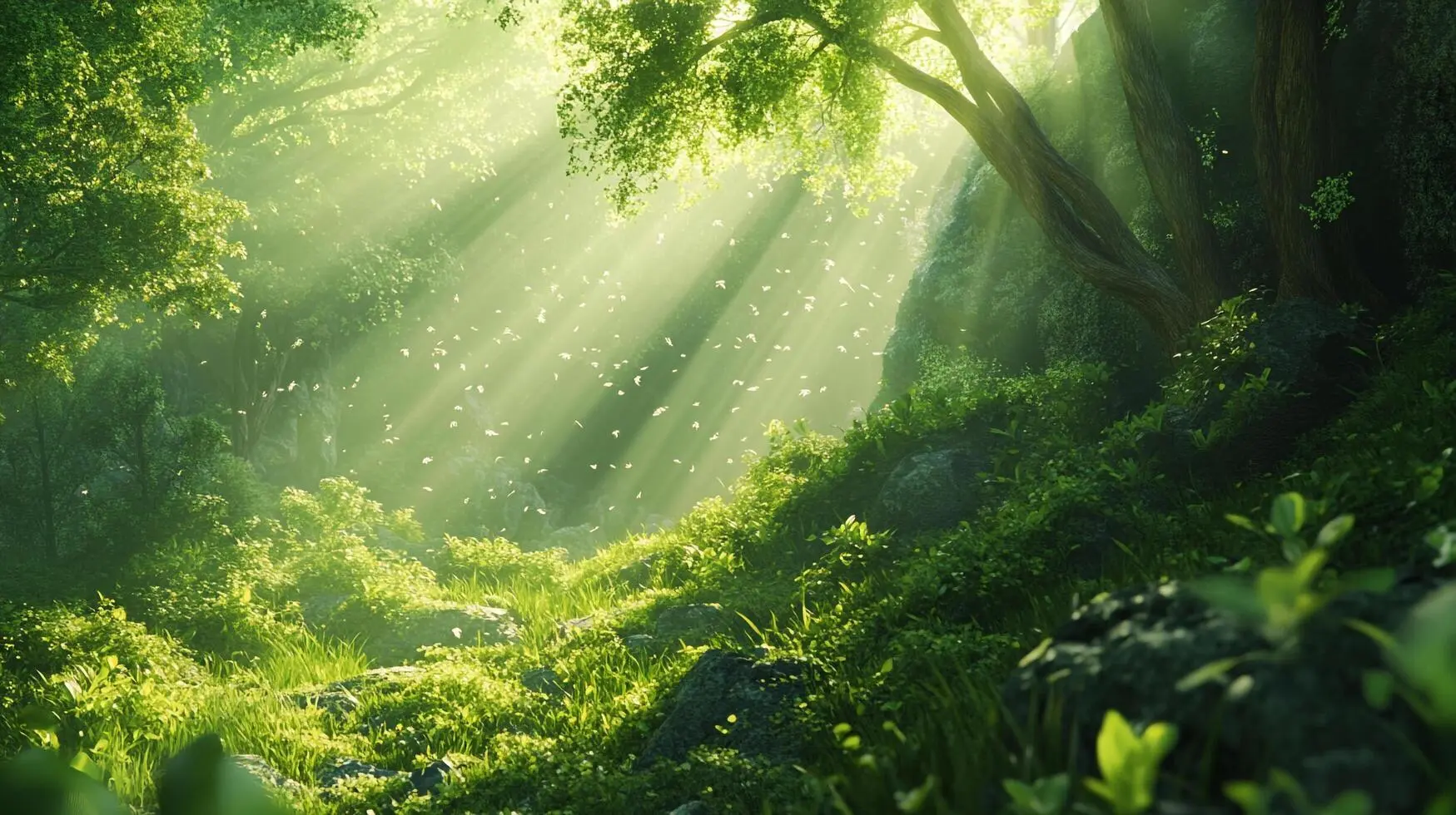 Sunlight filtering through a native New Zealand forest canopy